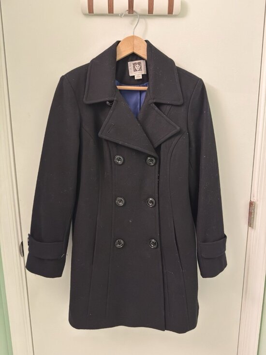 Anne Klein Jackets & Blazers - Anne Klein Women’s Wool Peacoat Black L Double Breasted 60% Wool